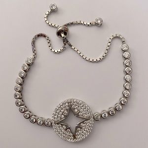 925 Silver slider bracelet compass star cz